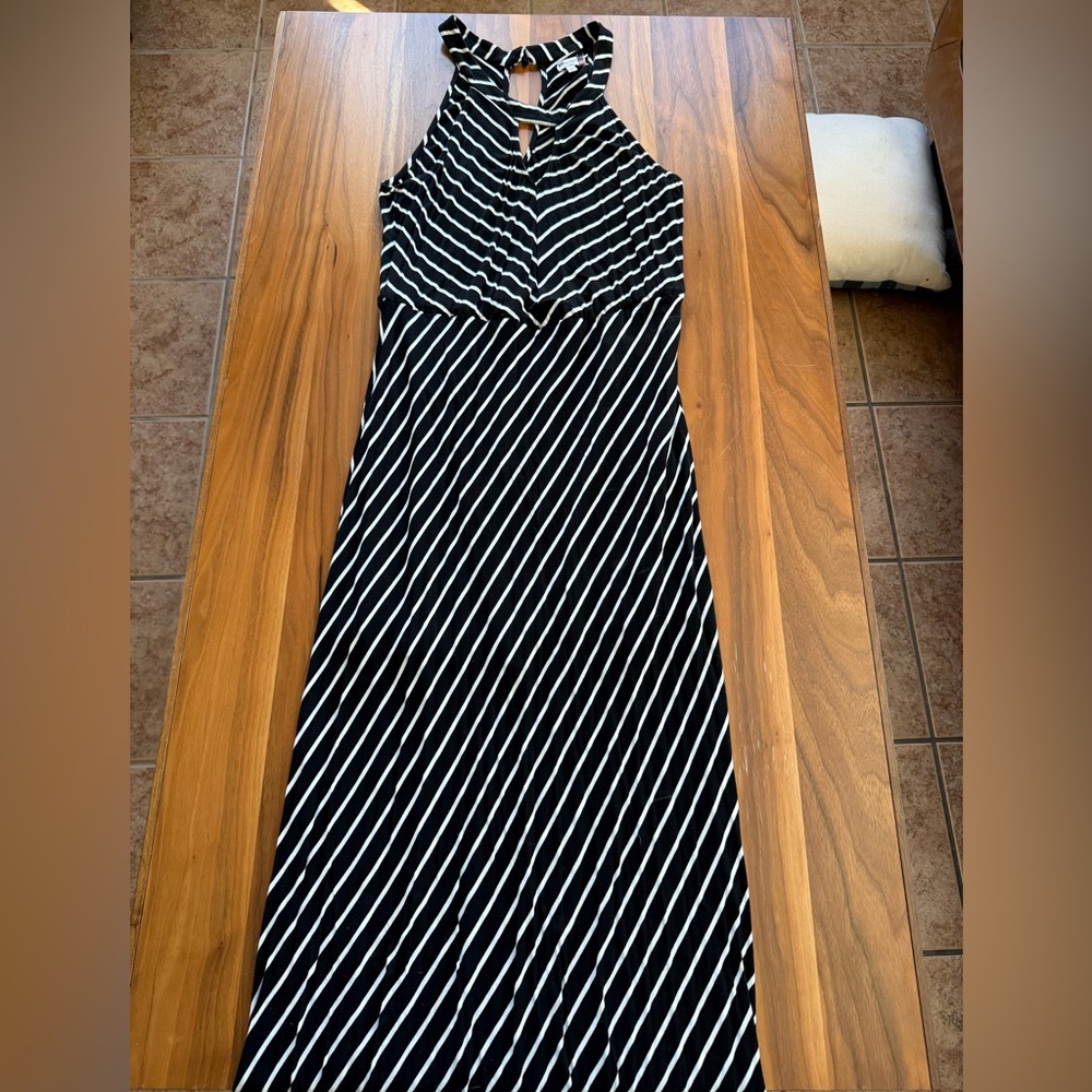 Kut from the Kloth Black and White Striped Midi Dress